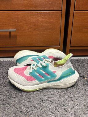 Adidas UltraBOOST 21 W Running Shoes White Mint Rose Color Women's US 6 S23845